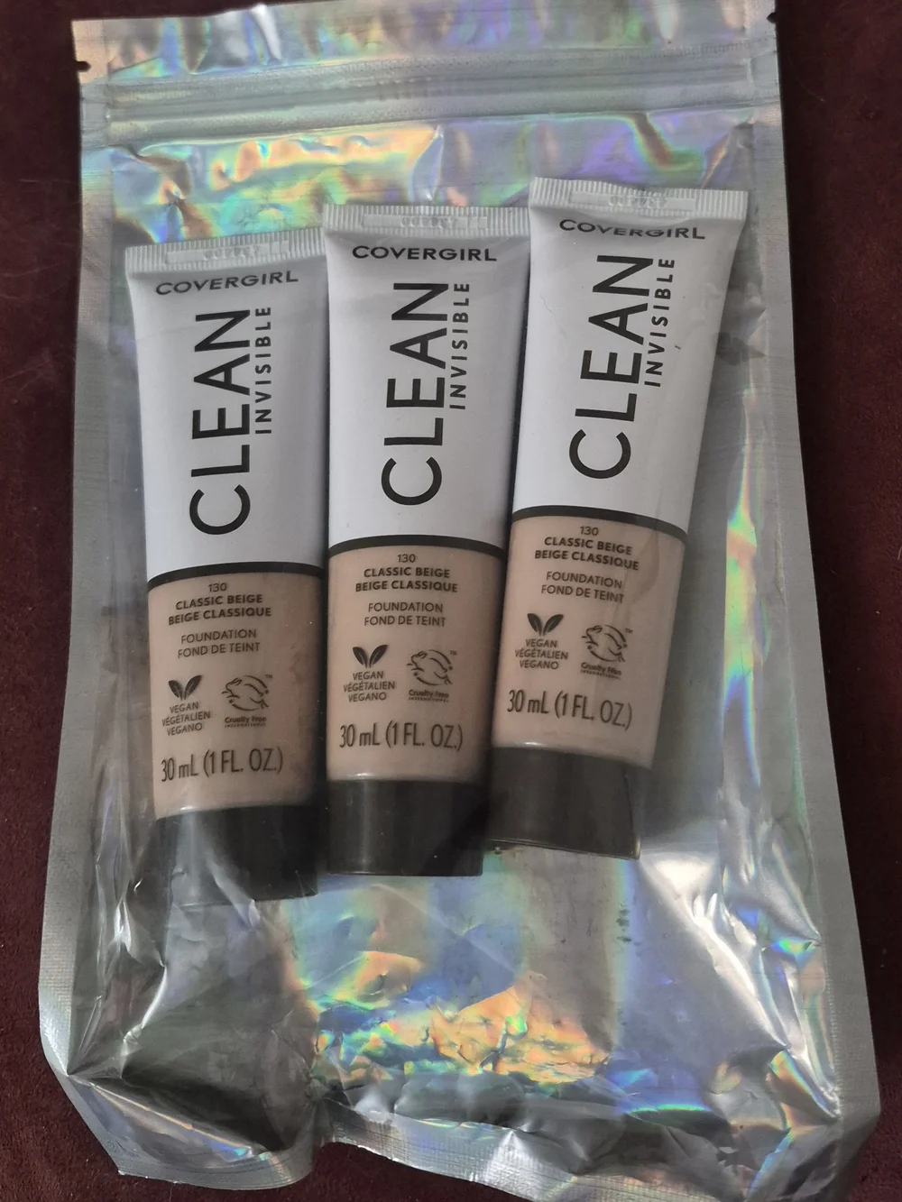 3 New COVERGIRL Clean Invisible Foundation Tubes in Classic Beige